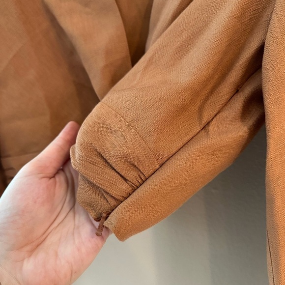 ASOS Brown Long Sleeve Crop Blouse with Tie Front - Picture 4 of 6